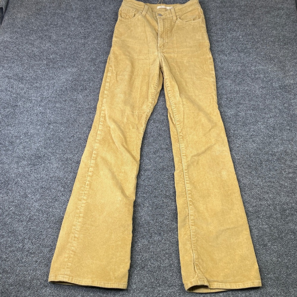 Levis Premium Ribcage Boot Corduroy Pants Womens 26 Mustard Yellow High Rise